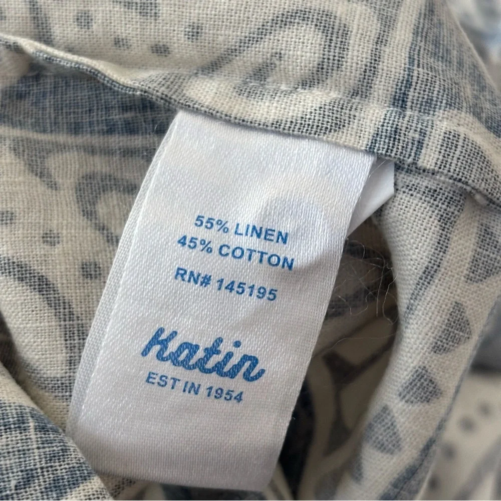 Katin Castaway Linen Blend Button Down Short Sleeve Shirt Men’s Size Medium